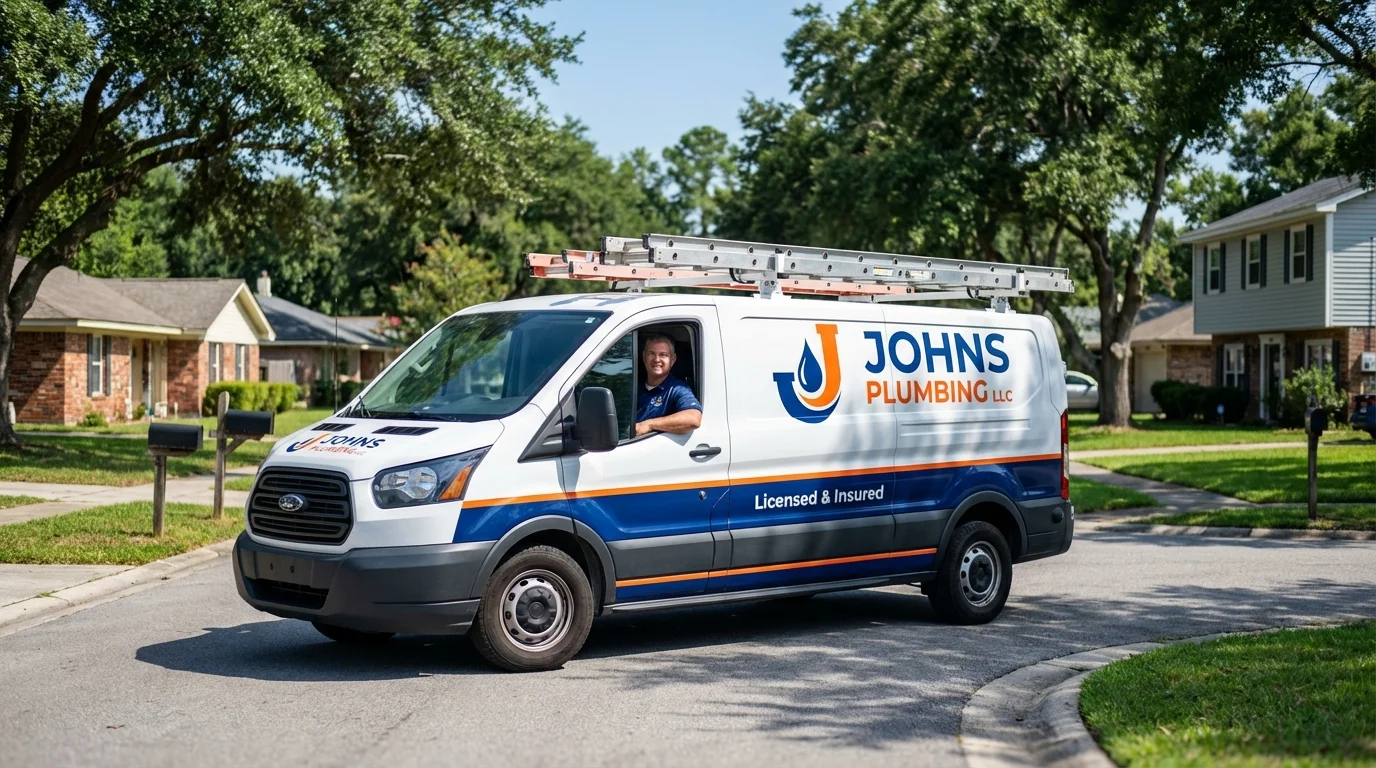 Johns Plumbing LLC service van in Newport News, VA