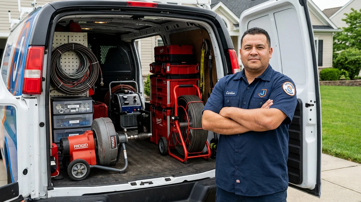 Professional drain cleaning equipment and Johns Plumbing LLC plumber in Newport News