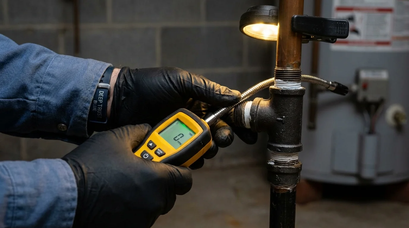 Gas leak detection with electronic sniffer by Johns Plumbing LLC in Newport News