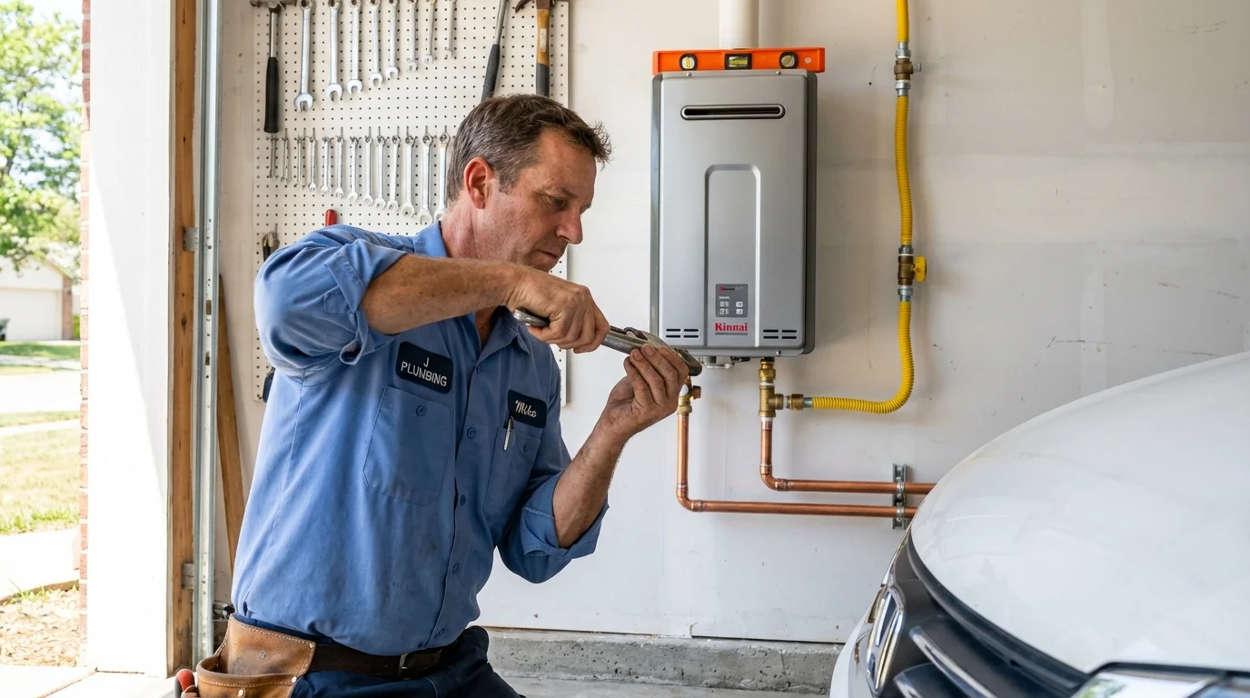 Tankless water heater installation by a Johns Plumbing LLC plumber in Newport News